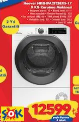HOOVER NDEH9A2TCBEXS-17 9 KG ÇAMAŞIR KURUTMA MAKİNESİ